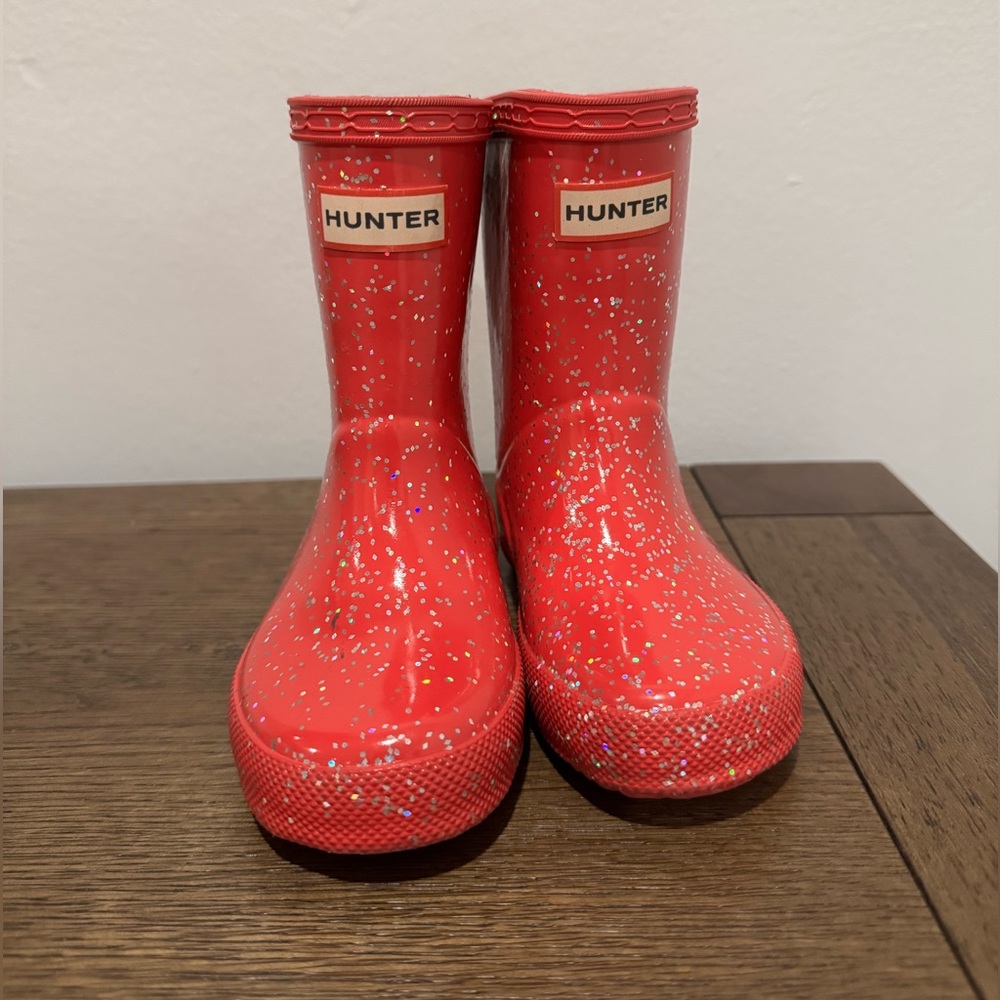 Hunter Red Glitter toddler Rain Boots